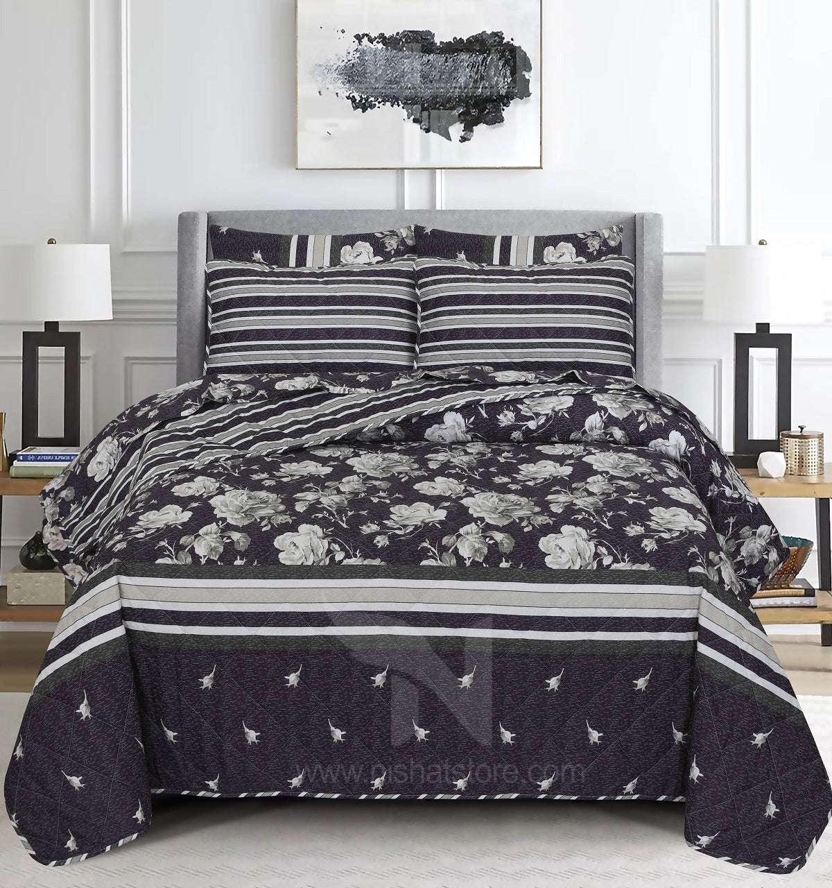 Quilted Comforter Set 6 Pcs Design 955 - Nishat Creative Store