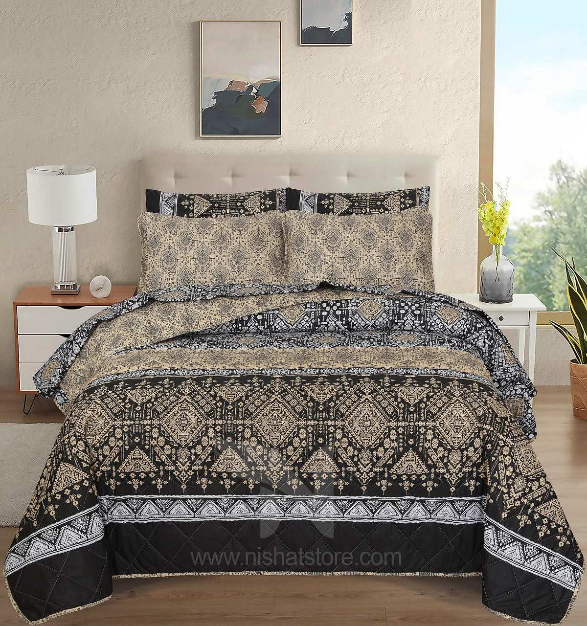 Quilted Comforter Set 6 Pcs Design 958 - Nishat Creative Store