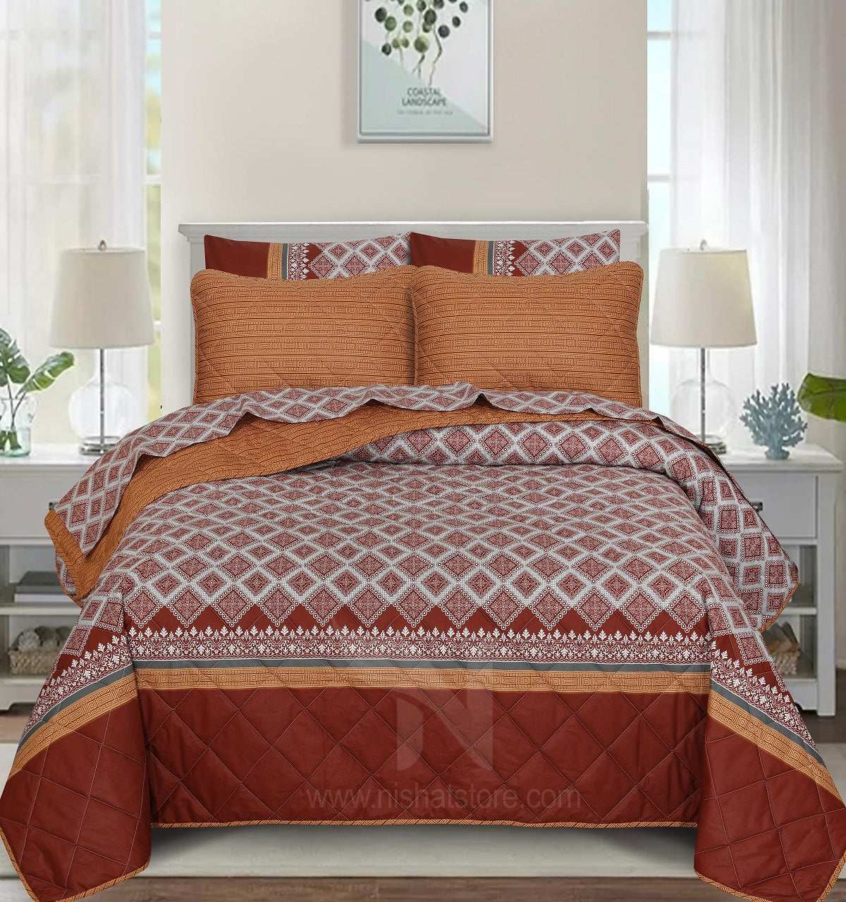Quilted Comforter Set 6 Pcs Design 968 - Nishat Creative Store