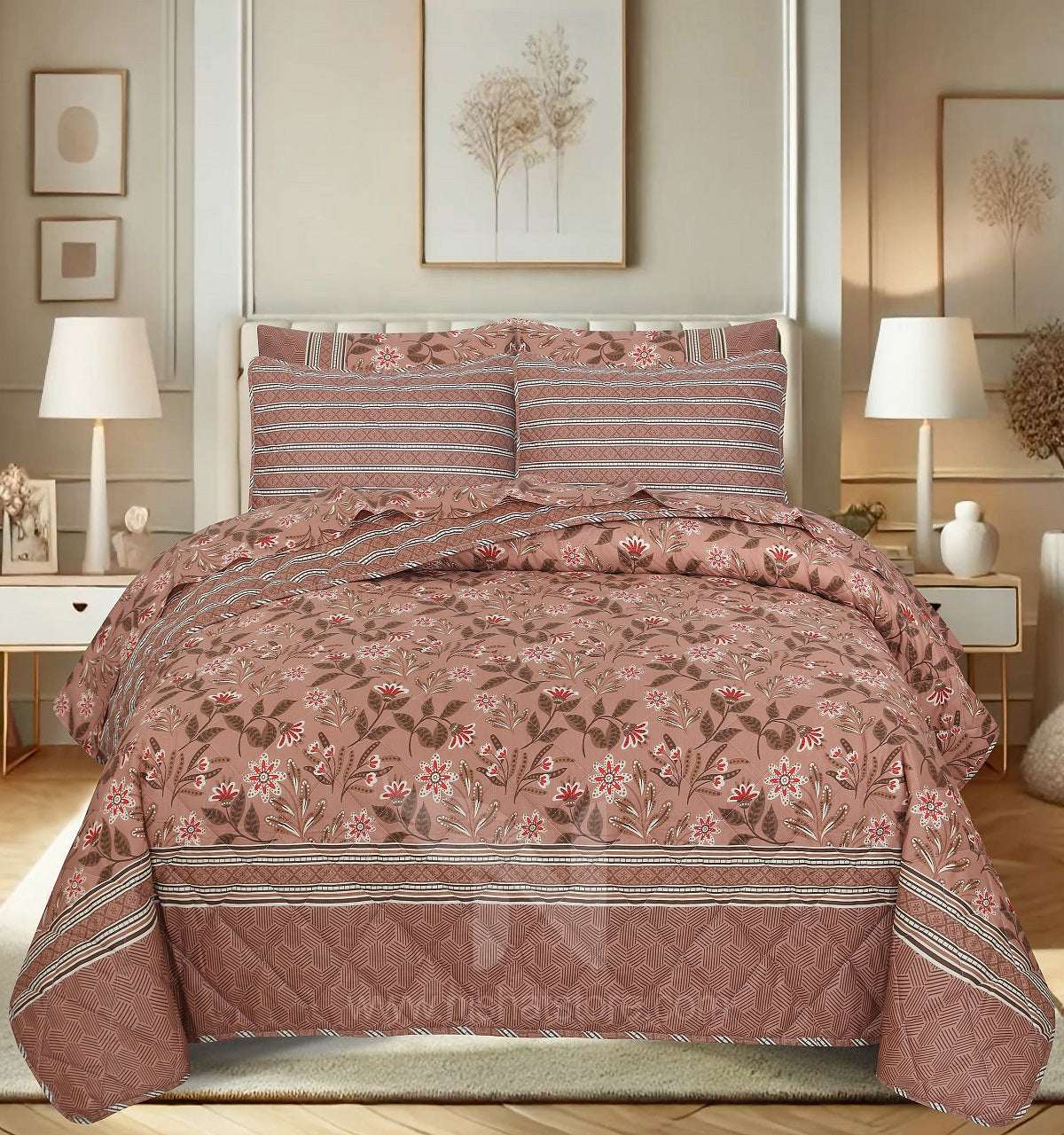 Quilted Comforter Set 6 Pcs Design 982 - Nishat Creative Store