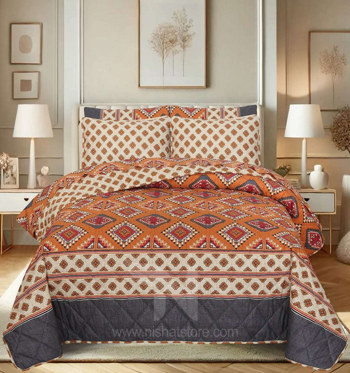 Quilted Comforter Set 6 Pcs Design 983 - Nishat Creative Store