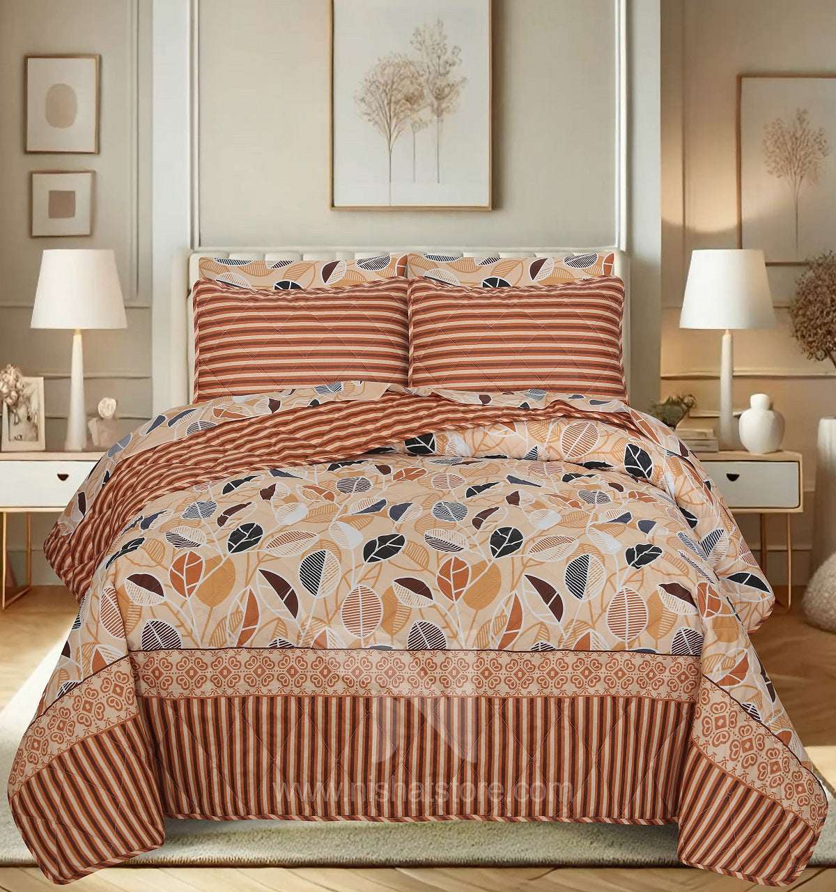 Quilted Comforter Set 6 Pcs Design 985 - Nishat Creative Store