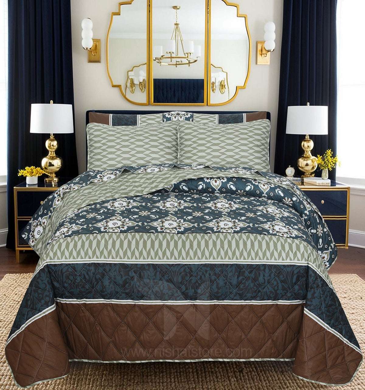 Quilted Comforter Set 6 Pcs Design 986 - Nishat Creative Store