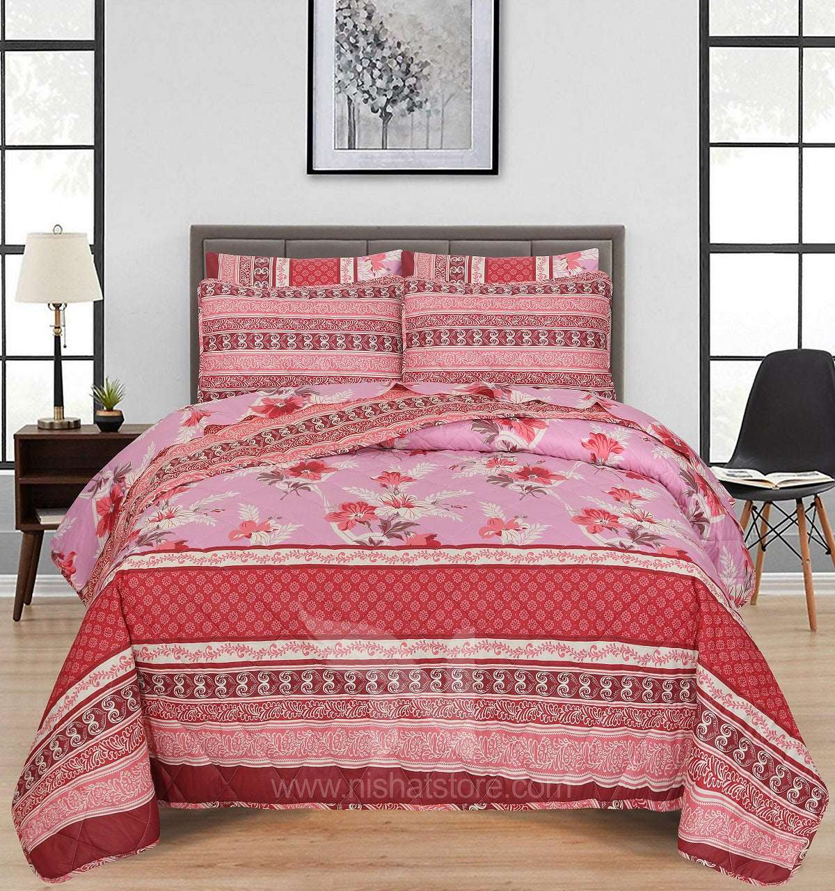 Quilted Comforter Set 6 Pcs Design 988 - Nishat Creative Store