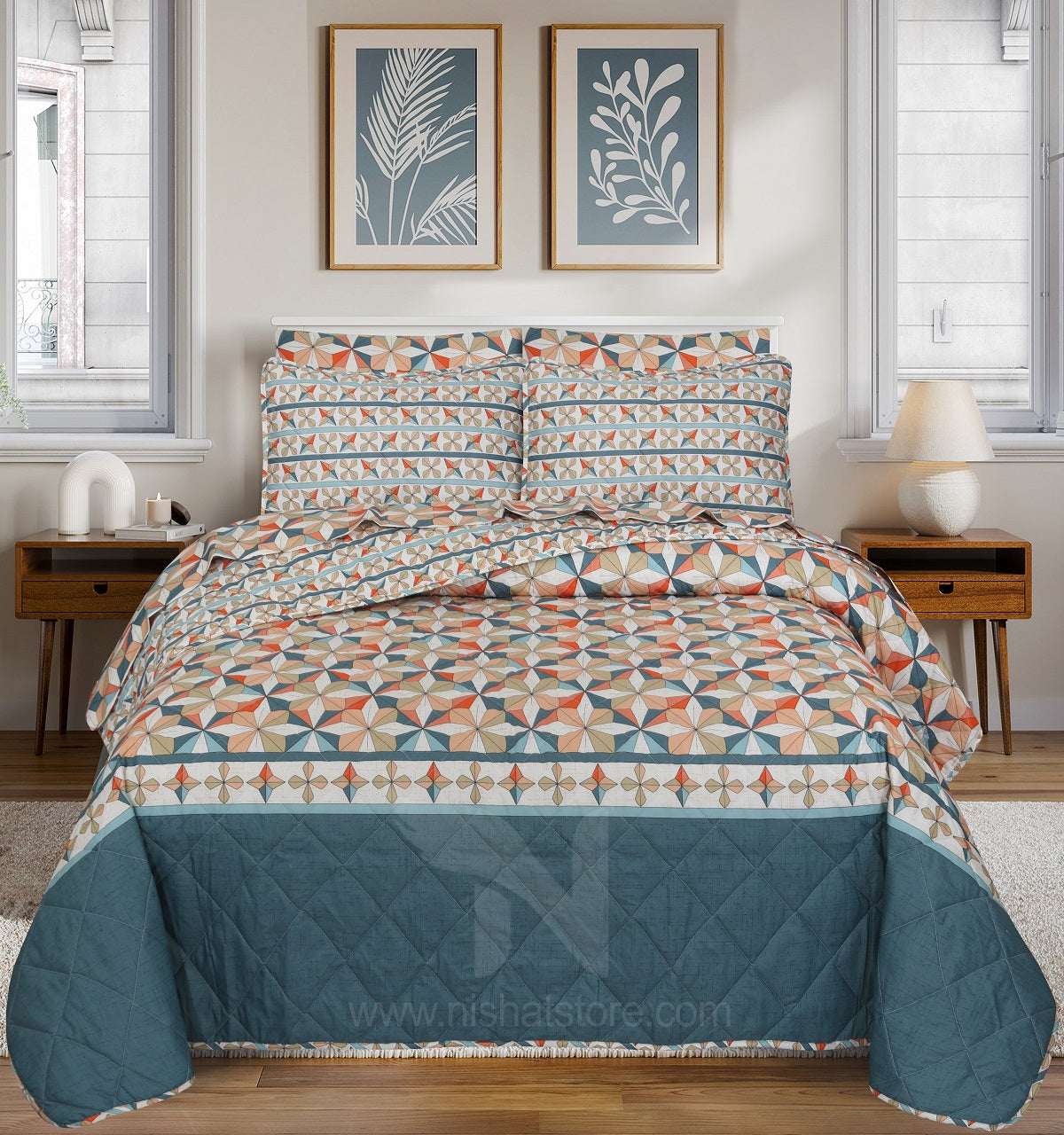 Quilted Comforter Set 6 Pcs Design 991 - Nishat Creative Store