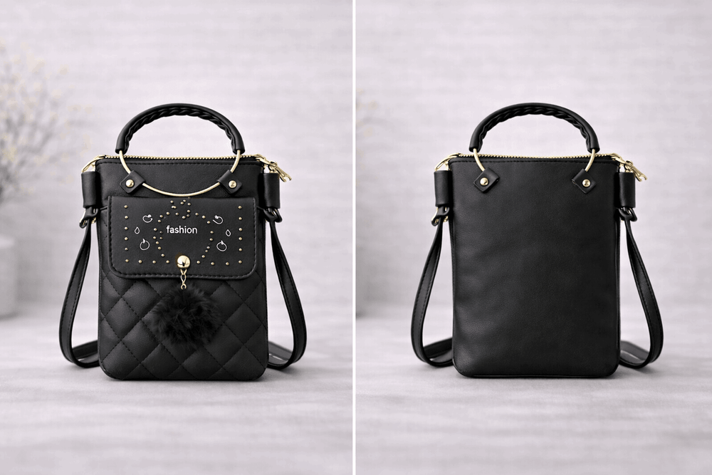 Quilted Vegan Leather Mini Crossbody Bag Black - Nishat Creative Store