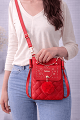 Quilted Vegan Leather Mini Crossbody Bag Bright Red - Nishat Creative Store