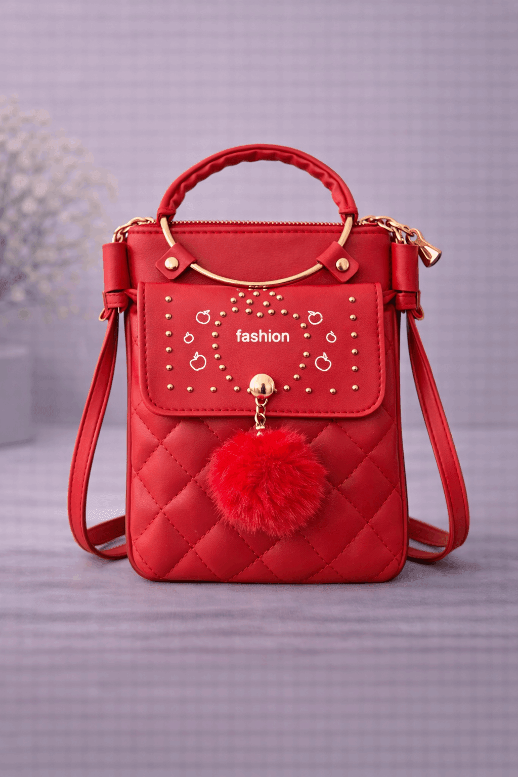 Quilted Vegan Leather Mini Crossbody Bag Bright Red - Nishat Creative Store