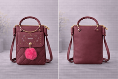 Quilted Vegan Leather Mini Crossbody Bag Burgundy - Nishat Creative Store