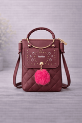 Quilted Vegan Leather Mini Crossbody Bag Burgundy - Nishat Creative Store