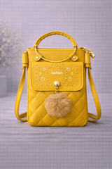 Quilted Vegan Leather Mini Crossbody Bag Mustard Yellow - Nishat Creative Store
