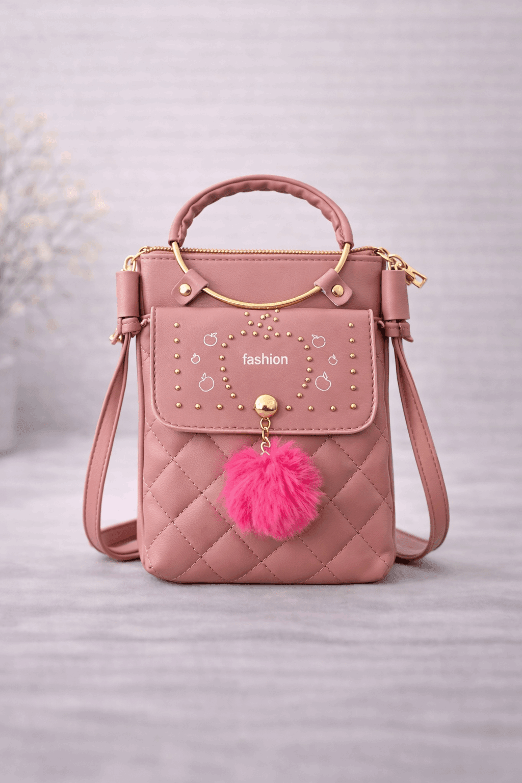 Quilted Vegan Leather Mini Crossbody Bag Pink - Nishat Creative Store