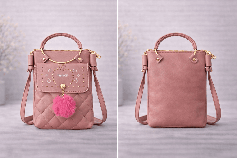 Quilted Vegan Leather Mini Crossbody Bag Pink - Nishat Creative Store