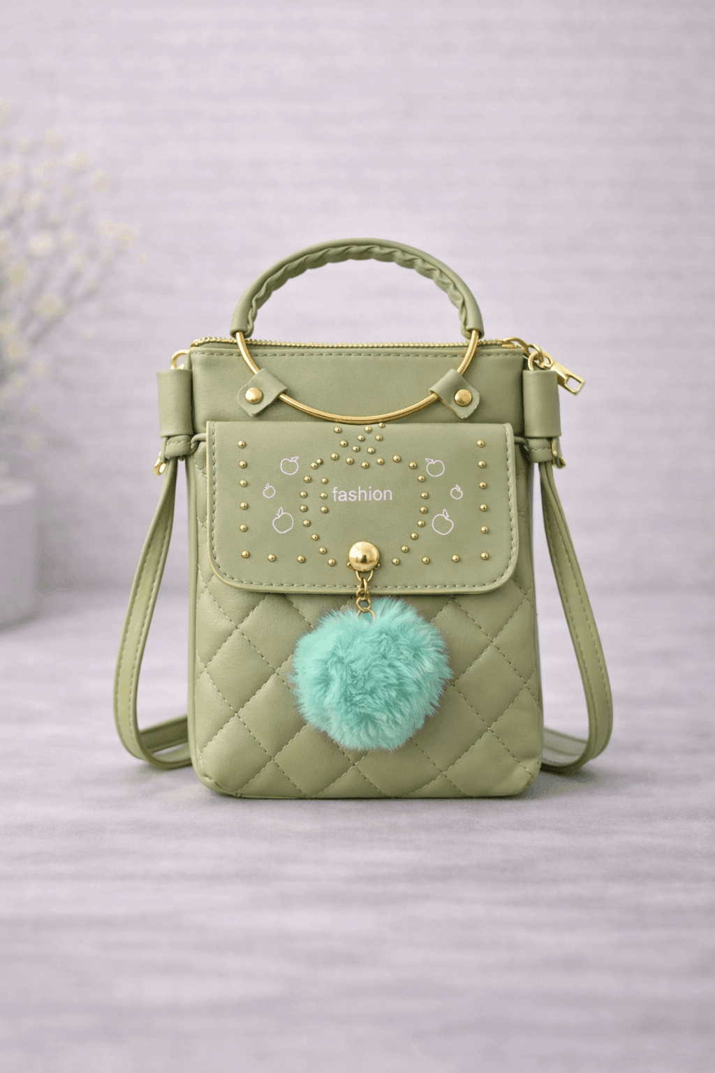 Quilted Vegan Leather Mini Crossbody Bag Sage Green - Nishat Creative Store