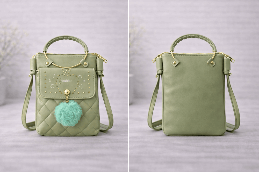 Quilted Vegan Leather Mini Crossbody Bag Sage Green - Nishat Creative Store