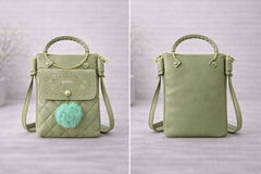 Quilted Vegan Leather Mini Crossbody Bag Sage Green - Nishat Creative Store