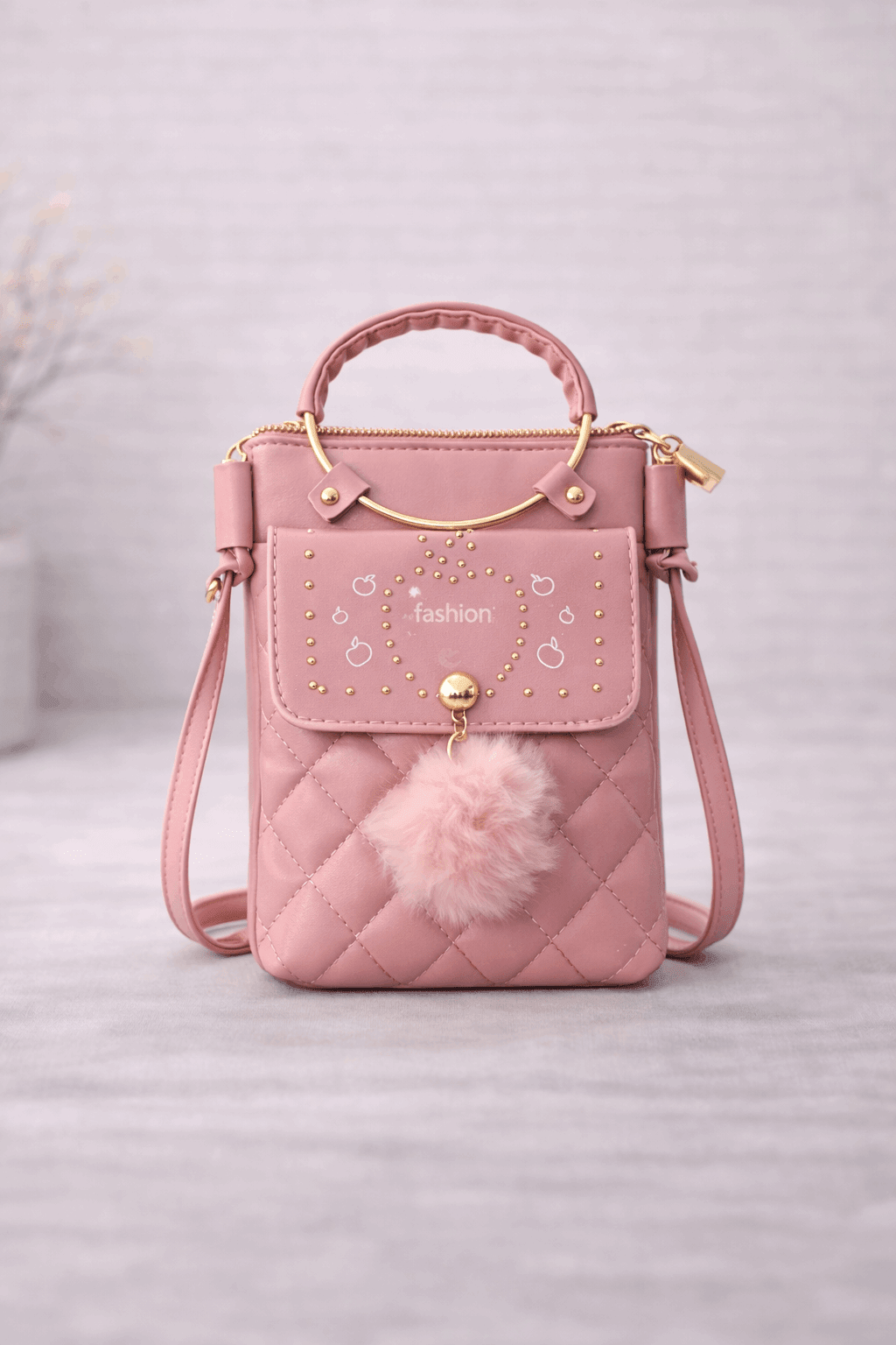 Quilted Vegan Leather Mini Crossbody Bag Soft Pink - Nishat Creative Store
