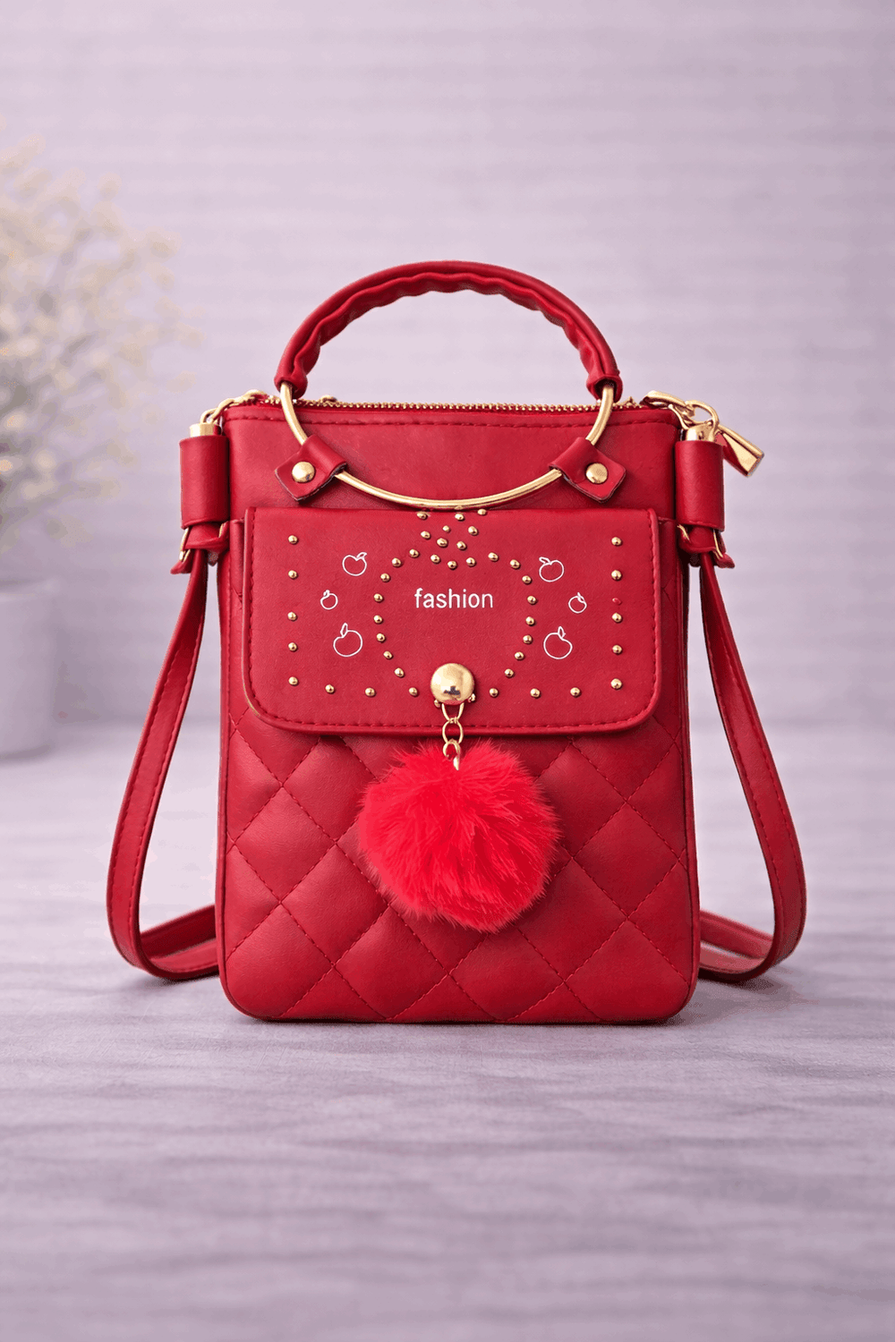 Quilted Vegan Leather Mini Crossbody Matte Red - Nishat Creative Store
