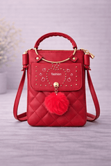 Quilted Vegan Leather Mini Crossbody Matte Red - Nishat Creative Store