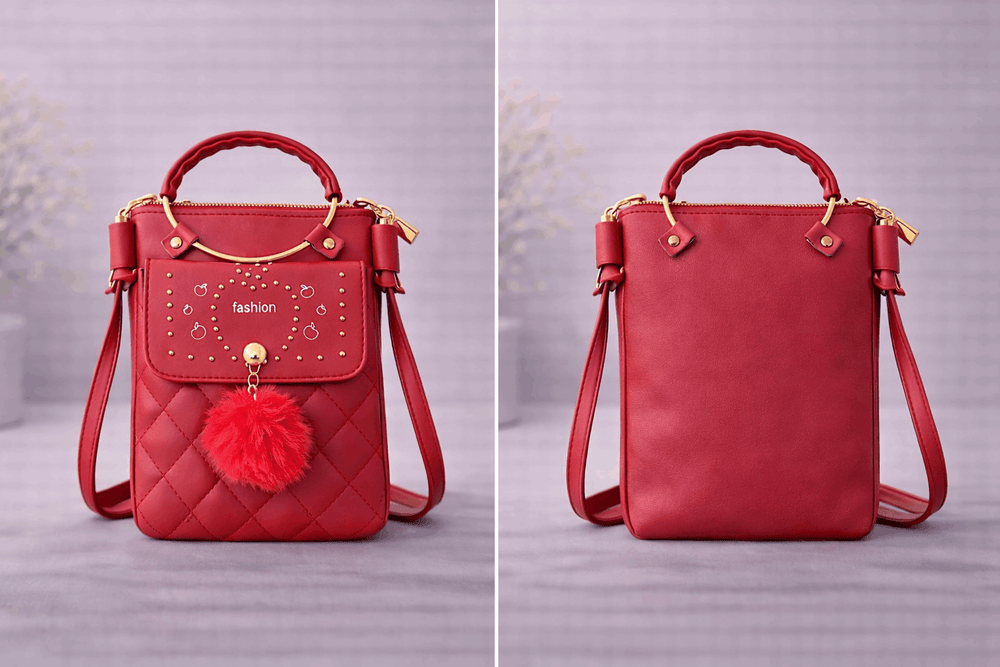 Quilted Vegan Leather Mini Crossbody Matte Red - Nishat Creative Store