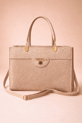 Rose Gold Shimmer Square Satchel with Gold Hardware - Nishat Creative Store