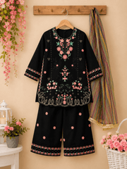 Rosy Black Embroidered Fancy Suit