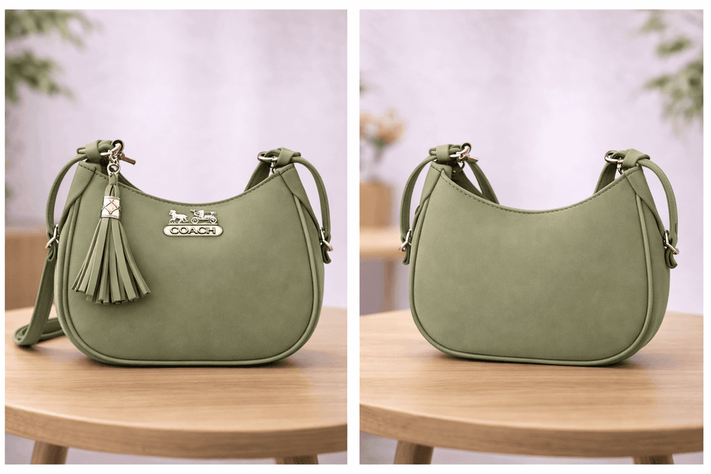 Sage Green Coach Hobo Bag – Leather with Tassel Accent - Nishat Creative Store