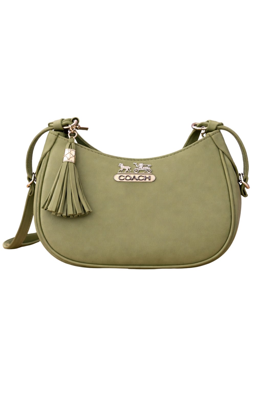Sage Green Coach Hobo Bag – Leather with Tassel Accent - Nishat Creative Store
