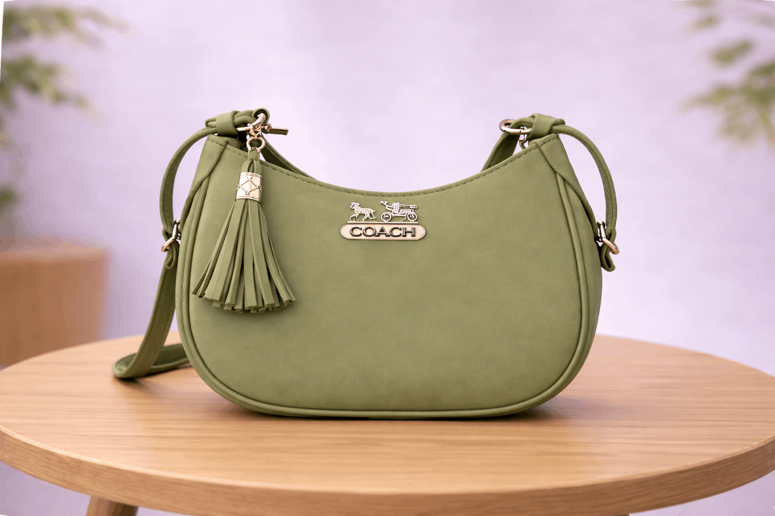 Sage Green Coach Hobo Bag – Leather with Tassel Accent - Nishat Creative Store