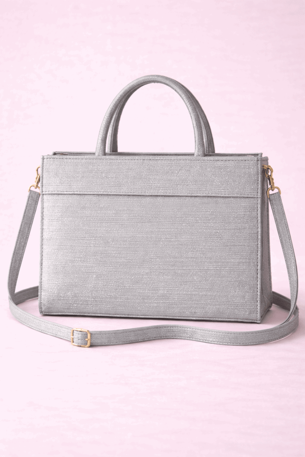 Silver Shimmer Square Satchel with Gold Hardware - Nishat Creative Store