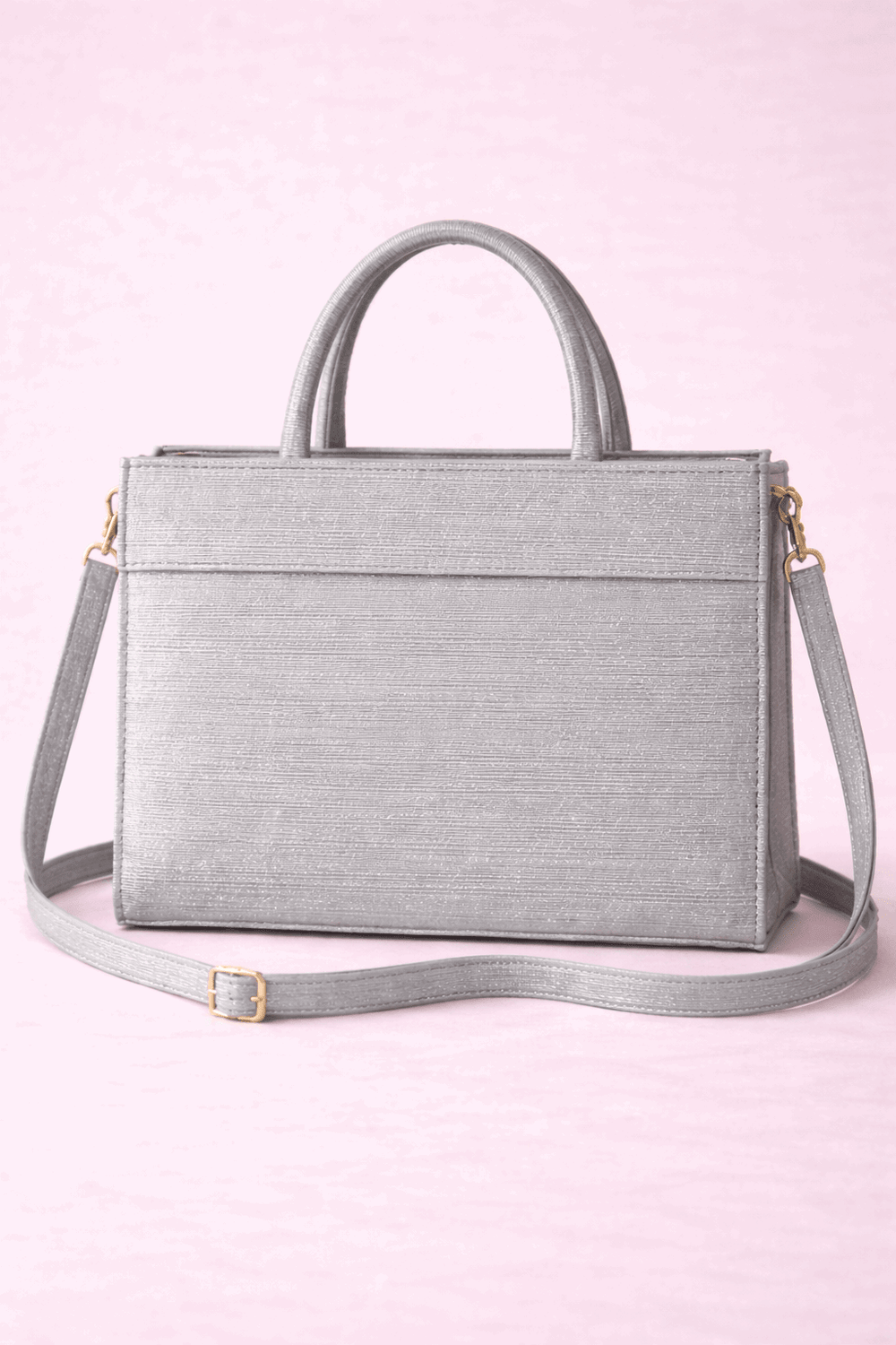 Silver Shimmer Square Satchel with Gold Hardware - Nishat Creative Store