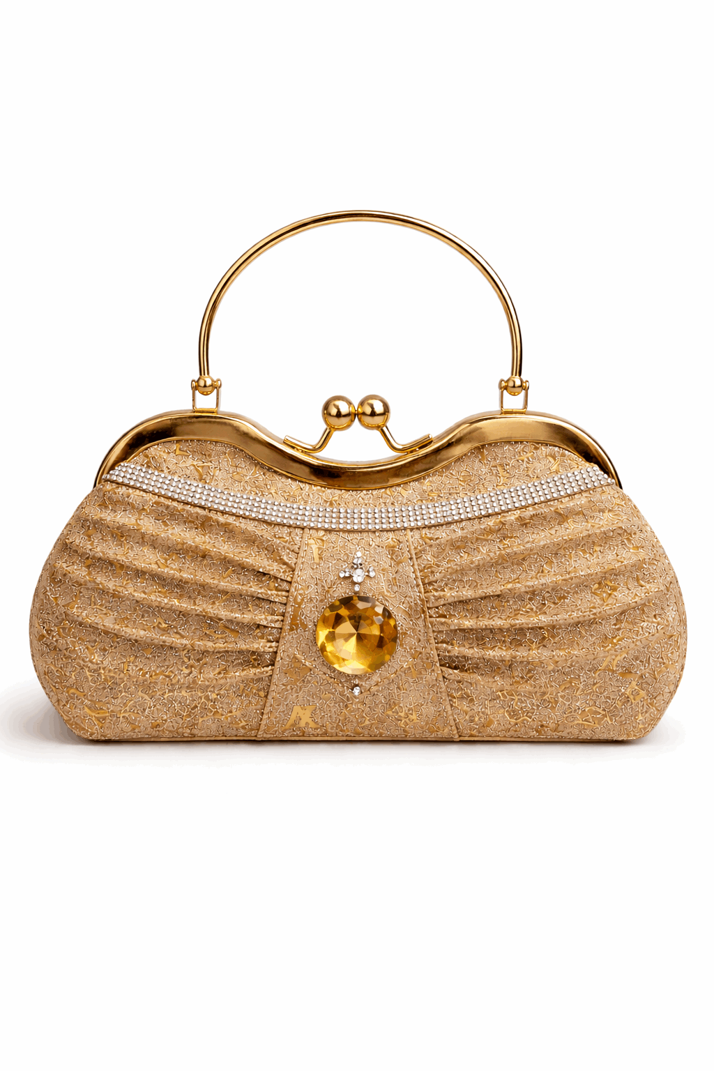 Sparkling Gold Pleated Crystal Clutch - Nishat Creative Store