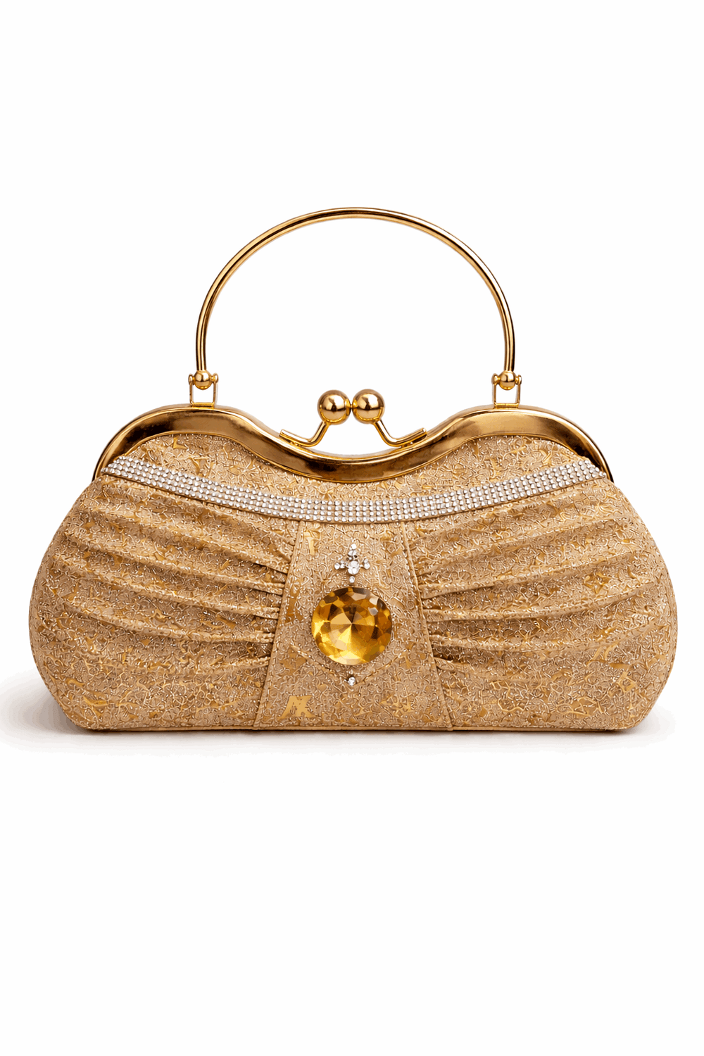 Sparkling Gold Pleated Crystal Clutch - Nishat Creative Store