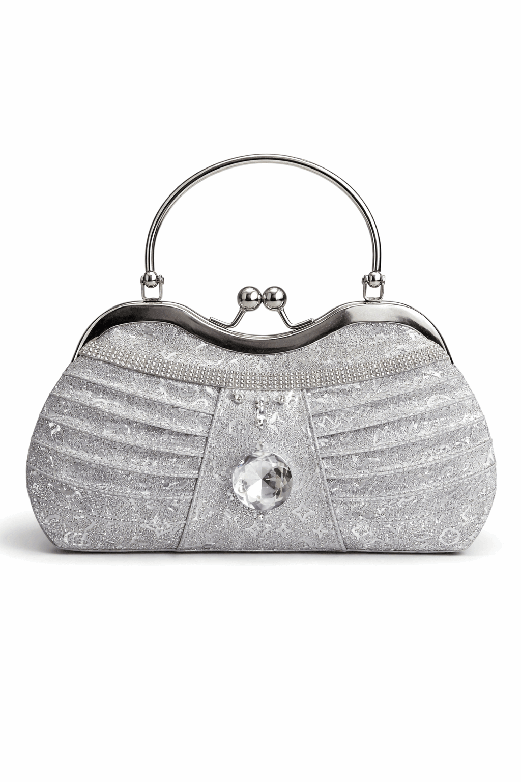 Sparkling Silver Pleated Crystal Clutch - Nishat Creative Store