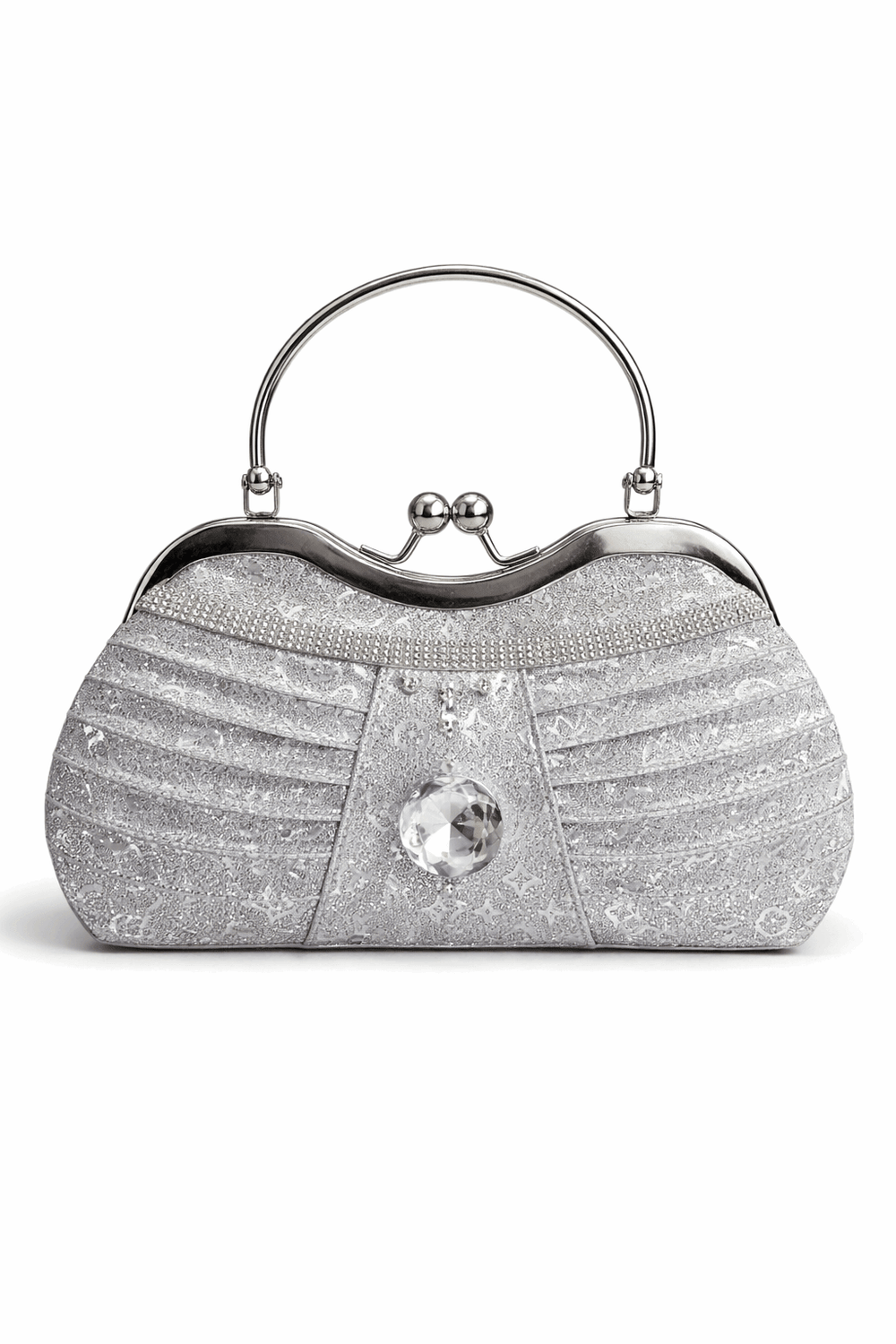 Sparkling Silver Pleated Crystal Clutch - Nishat Creative Store