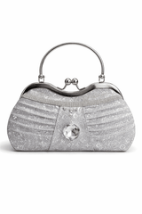 Sparkling Silver Pleated Crystal Clutch - Nishat Creative Store