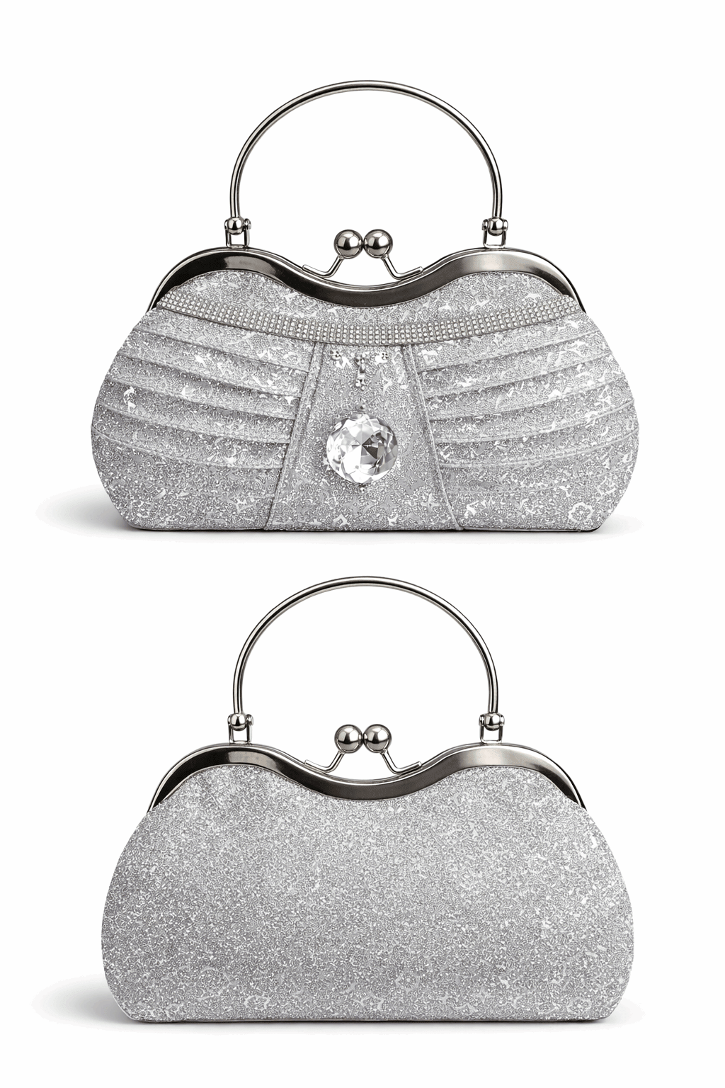 Sparkling Silver Pleated Crystal Clutch - Nishat Creative Store