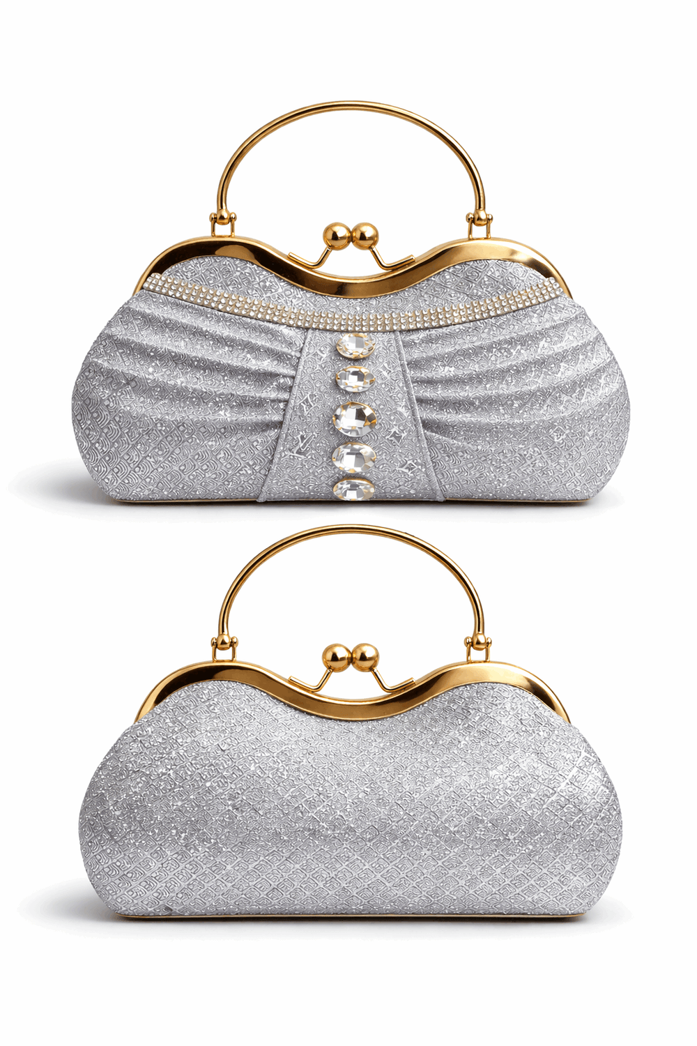 Sparkling Silver Pleated Evening Clutch - Nishat Creative Store