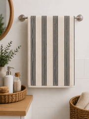 Striped Cotton Hand Towel – Cream & Black (Pack of 2) - Nishat Creative Store