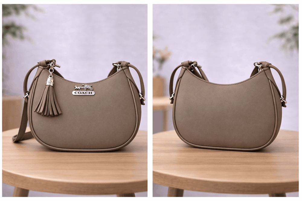 Taupe Color Coach Hobo Bag – Leather with Tassel Accent - Nishat Creative Store