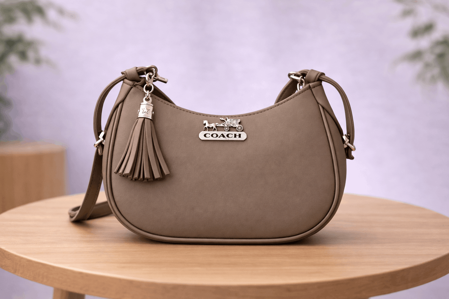 Taupe Color Coach Hobo Bag – Leather with Tassel Accent - Nishat Creative Store