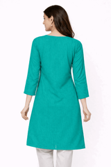 Teal Striped Floral Embroidered Kurta - Nishat Creative Store