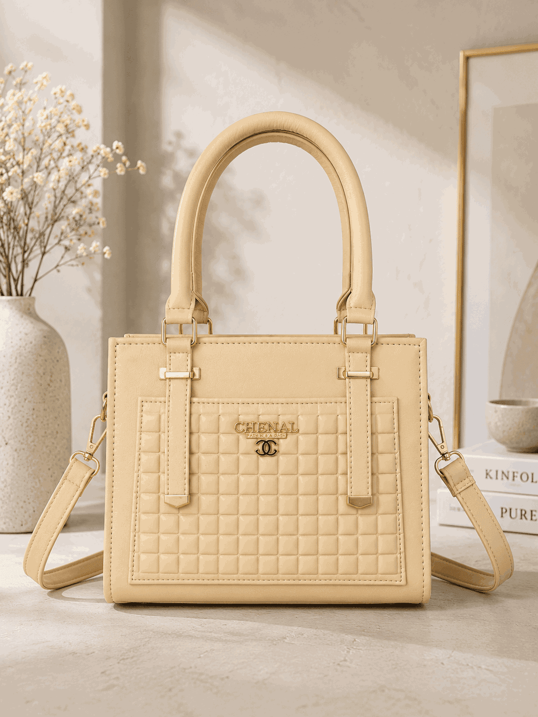 The Noir Grid Tote Bag - Nishat Creative Store