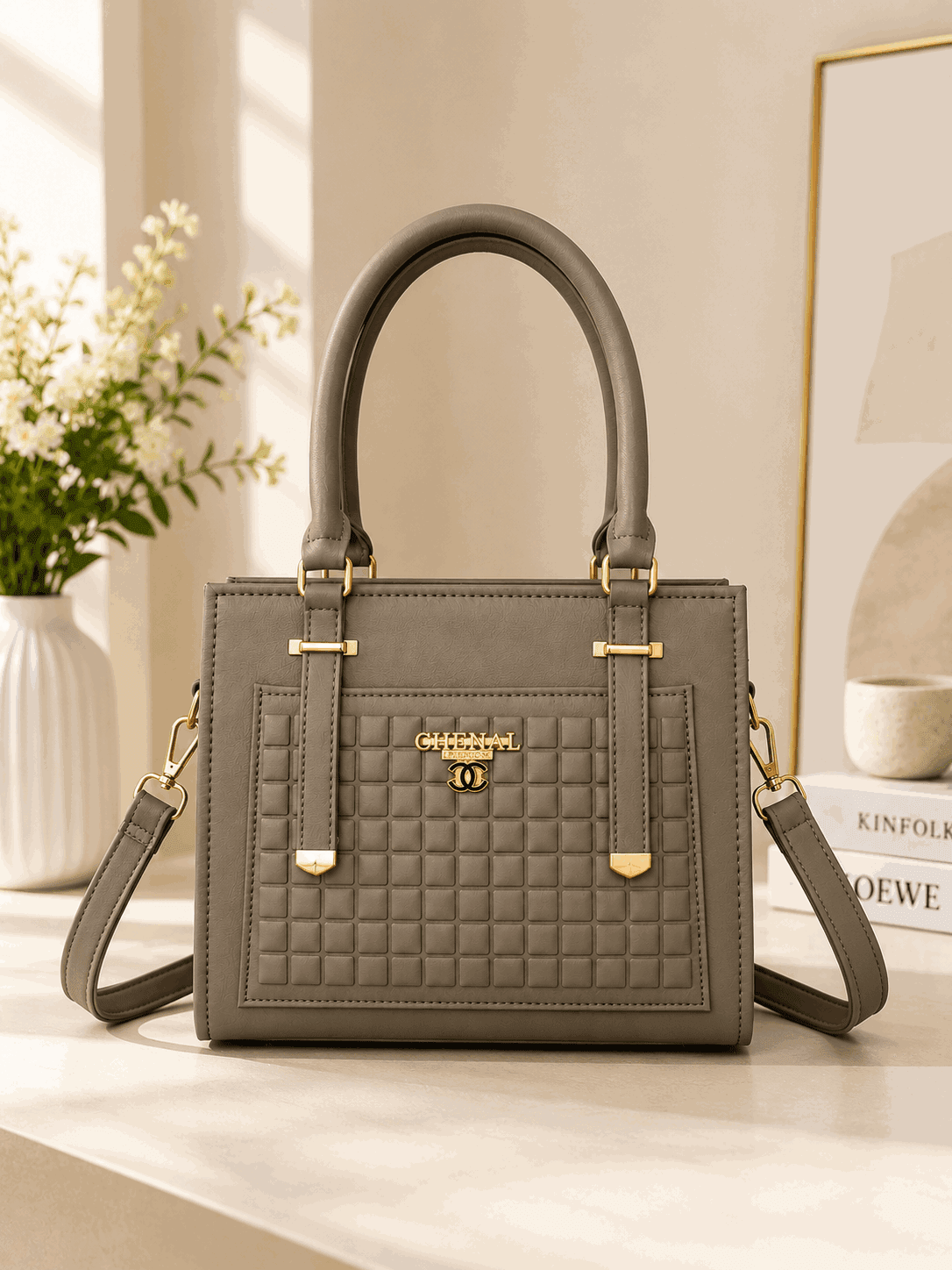 The Noir Grid Tote Bag - Nishat Creative Store