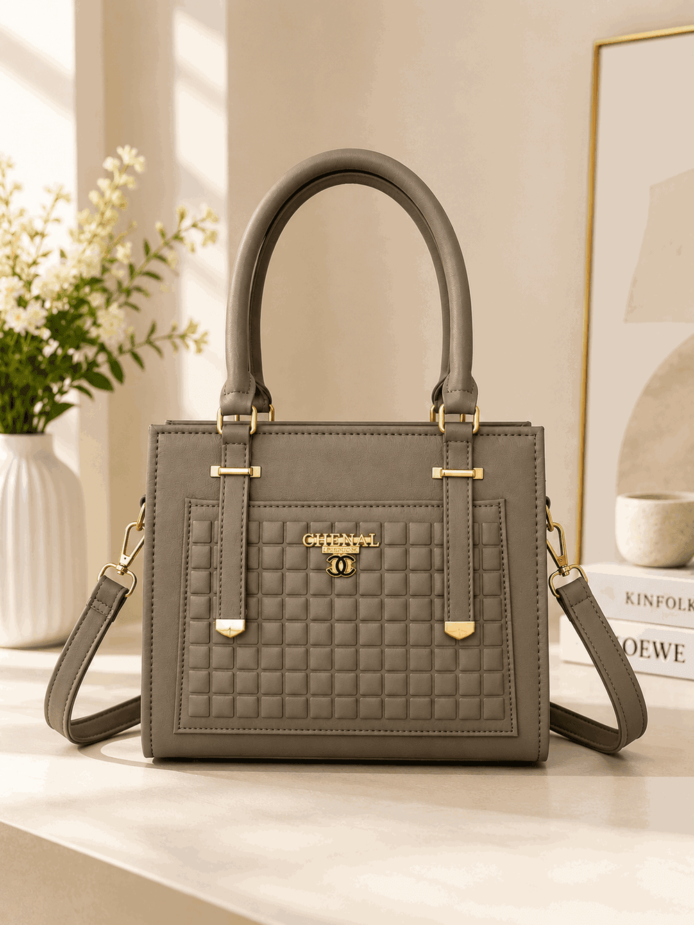 The Noir Grid Tote Bag - Nishat Creative Store