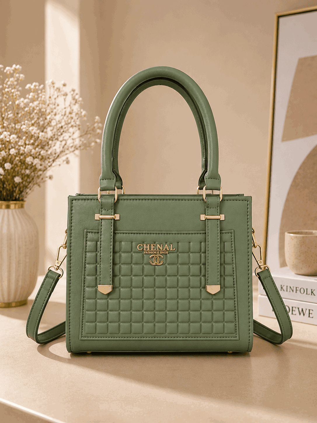 The Noir Grid Tote Bag - Nishat Creative Store