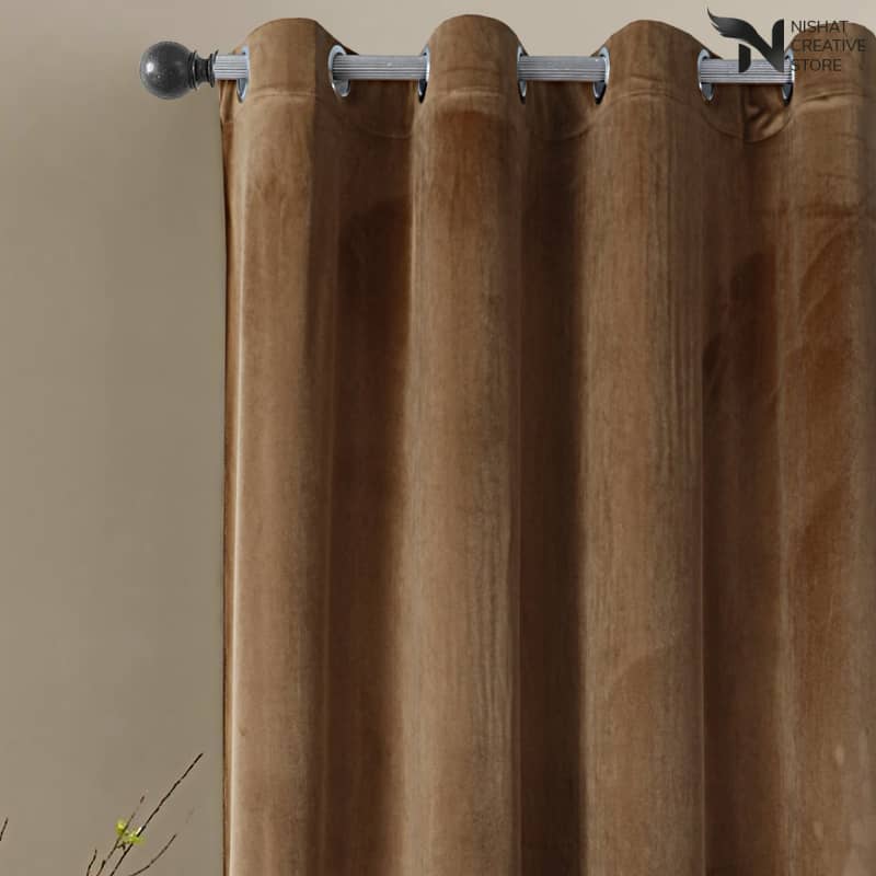 Velvet Curtains Pack Of 2 Plain Design 031