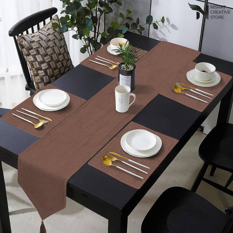 Waffle Cotton Table Runner Set NC 126 - Nishat Creative Store
