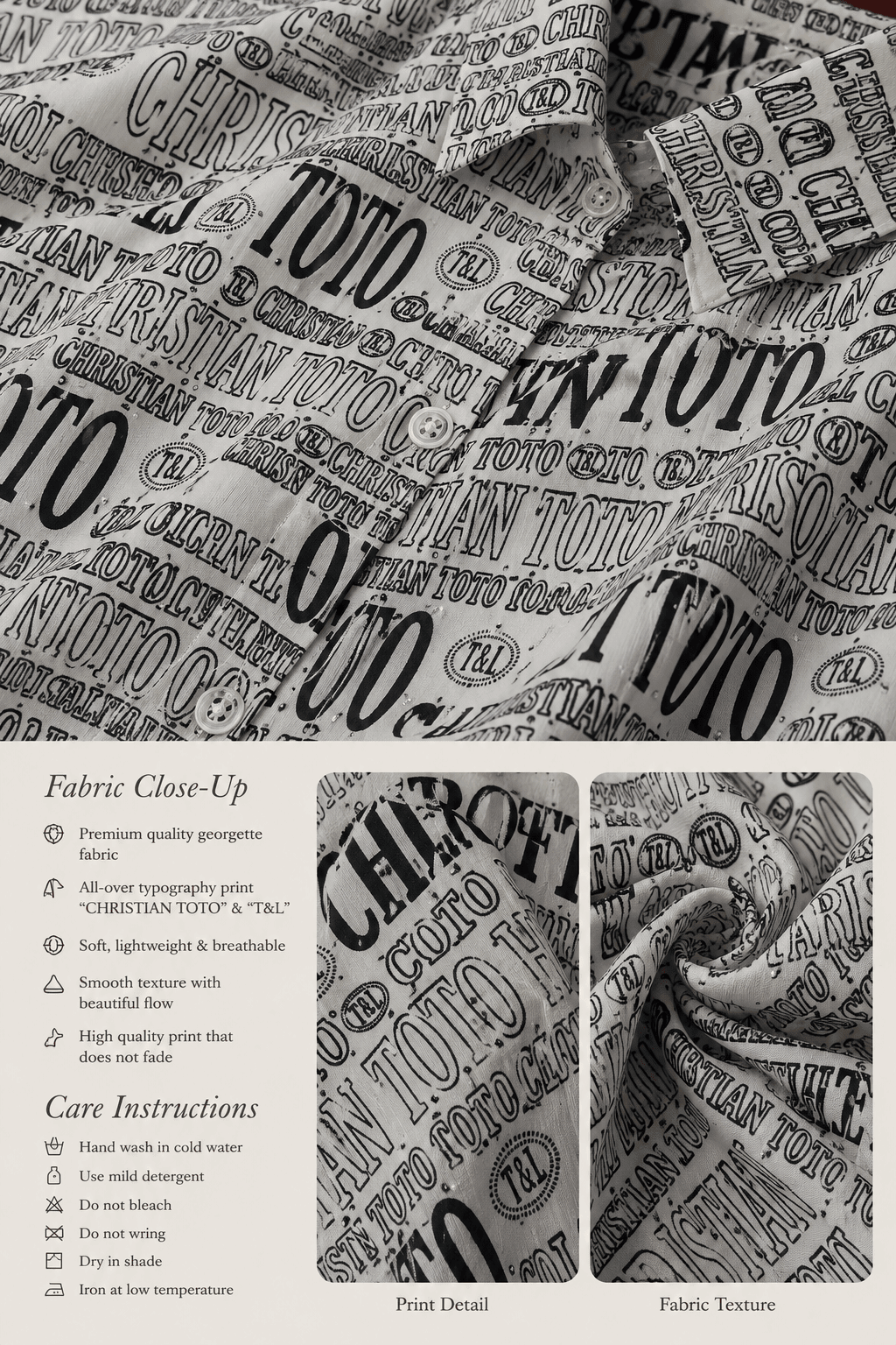 White Typographic Printed Shirt - Nishat Creative Store